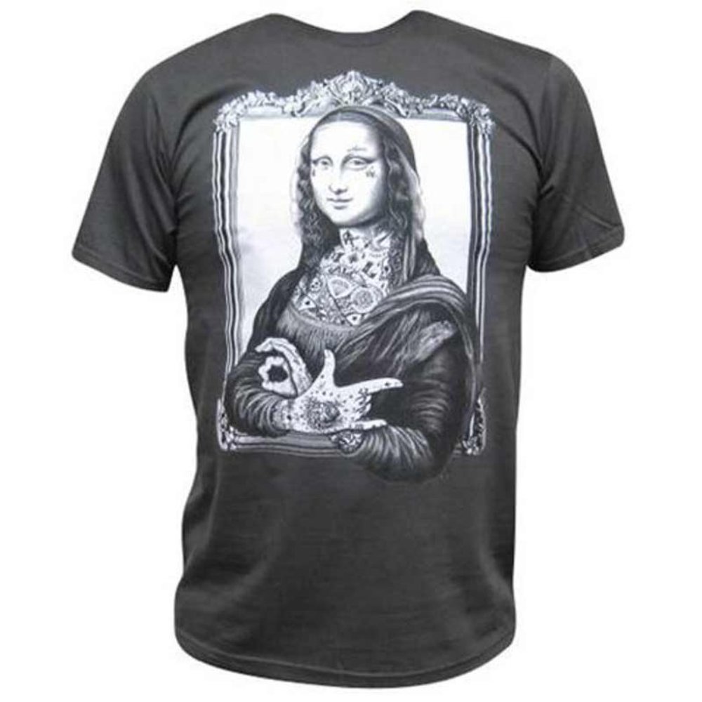 Tattooed Mona Lisa Men's Gray Tee S-M-L-XL-2XL NWT
